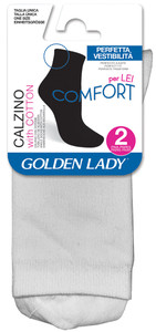 Calzini Donna Comfort Con Bordino Tg Unica Bianco Conf Da 2 Golden Lady