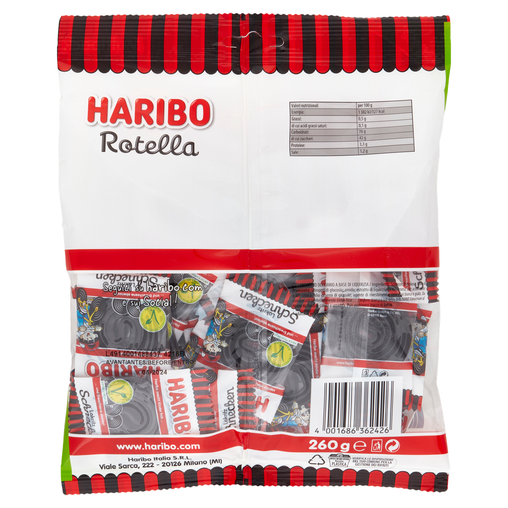 Caramelle Gommose Alla Liquirizia Rotella Haribo Conf.20 Rotelle