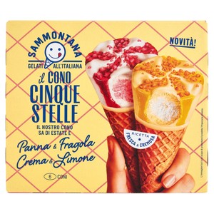Sammontana Il Cono Cinque Stelle Panna & Fragola, Crema & Limone 6x60g - Foto 1