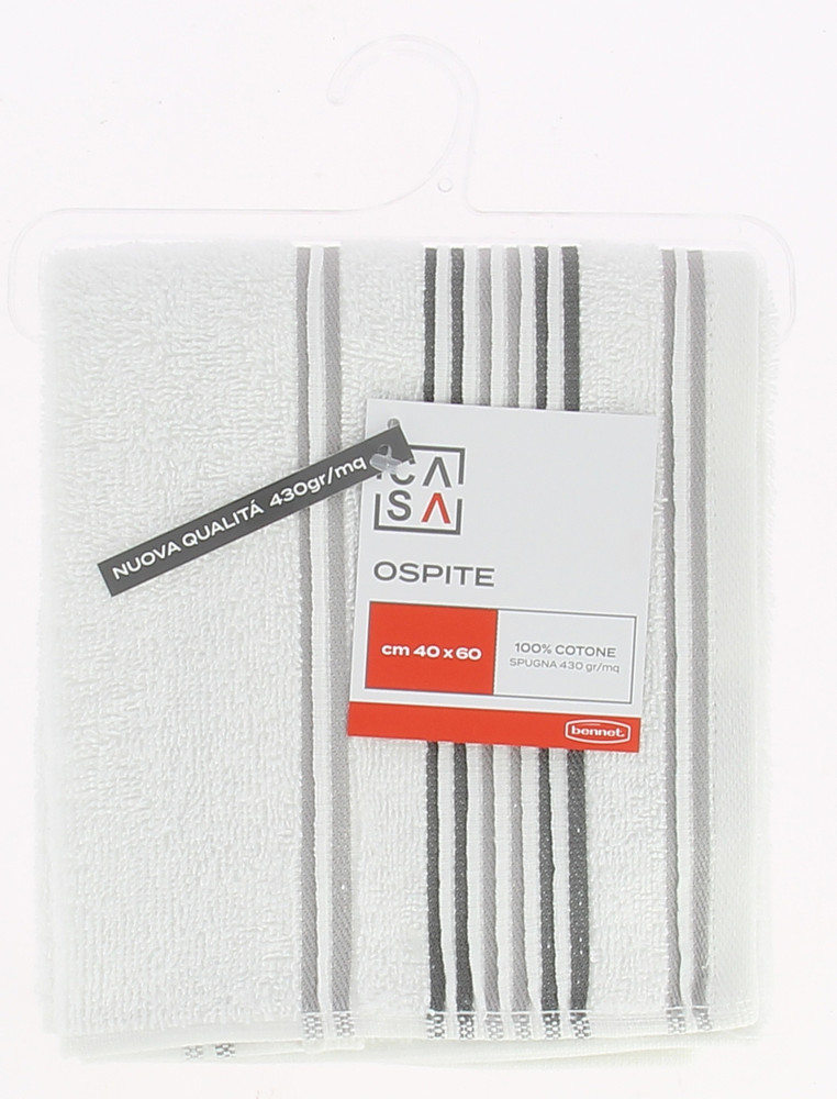 Ospite Spugna Bordo Jacquard Cm40x60 Bianco/Grigio Casa - Foto 1