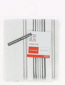 Ospite Spugna Bordo Jacquard Cm40x60 Bianco/Grigio Casa - Foto 1