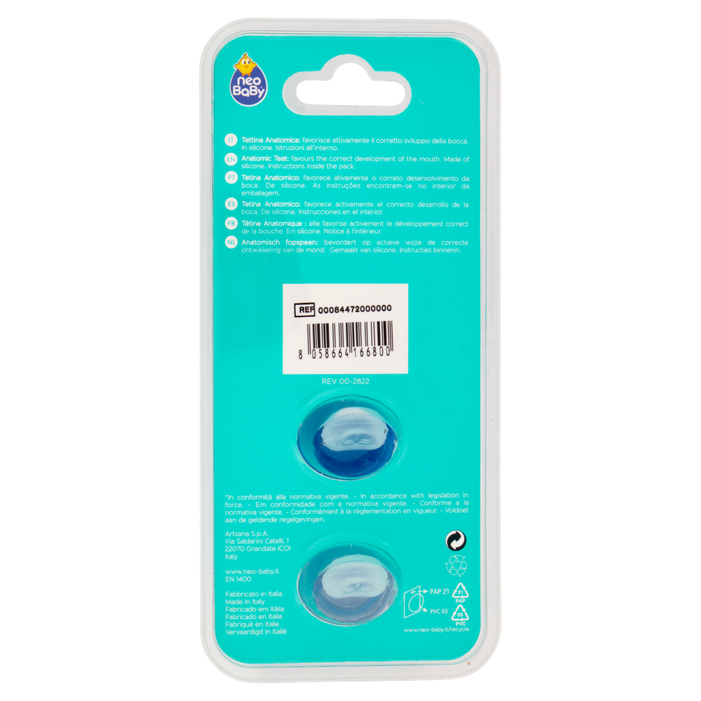 2 Succhietti In Silicone Blu Neobaby 6m+ - Foto 3