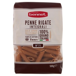 Pasta Penne Rigate Integrali N.71 Grano Duro Bennet - Foto 1