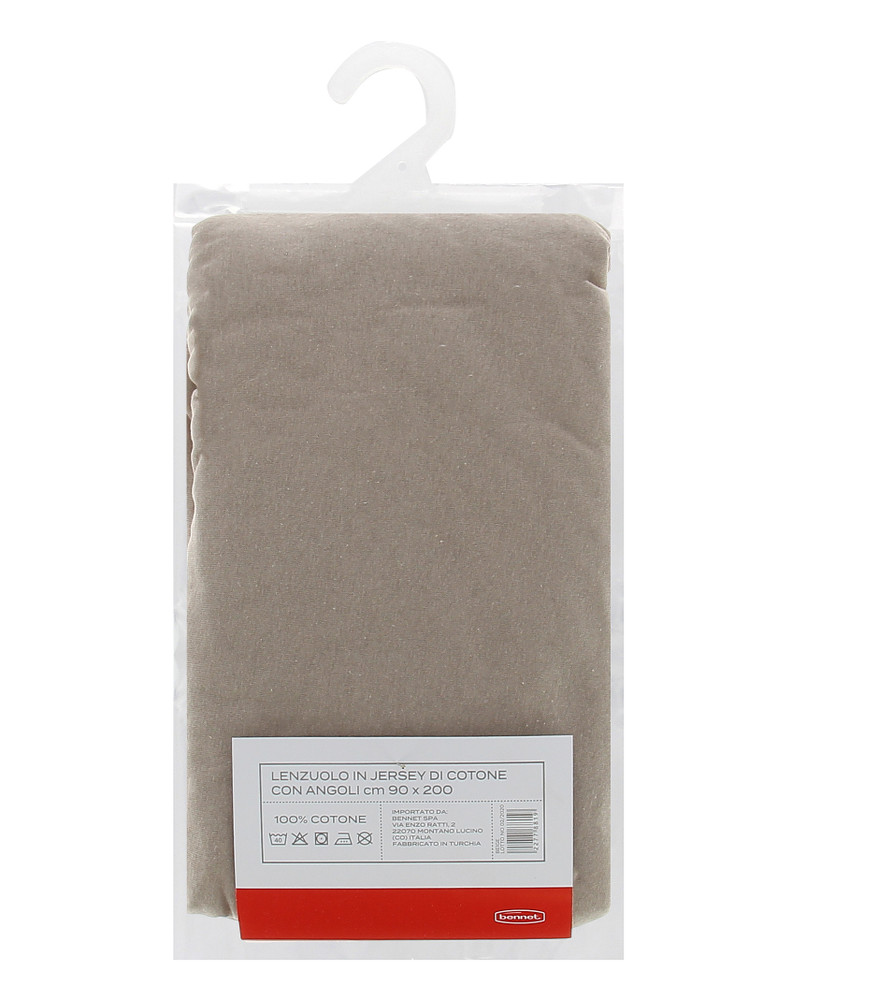 Lenzuolo Jersey Angoli Tinta Unita 1piazza Cm90x200 Beige Casa - Foto 2