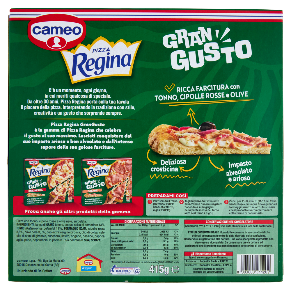 Pizza Regina Gran Gusto Tonno, Cipolle E Olive 415g Cameo - Foto 3