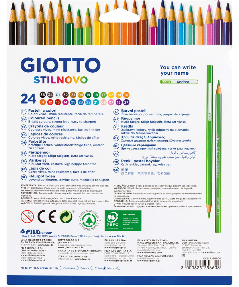 Pastelli Giotto Stilnovo da 24 pz confezione colori a matita