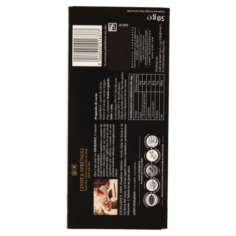 Tavoletta Cioccolato 100% Fondente Excellence Lindt - Foto 3