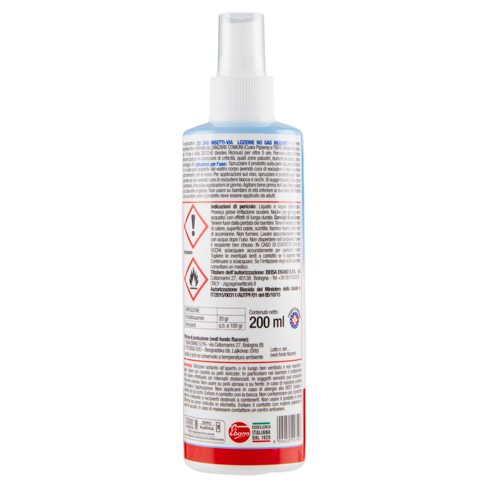 Repellente Antizanzare Lozione Formato Scorta Zig Zag