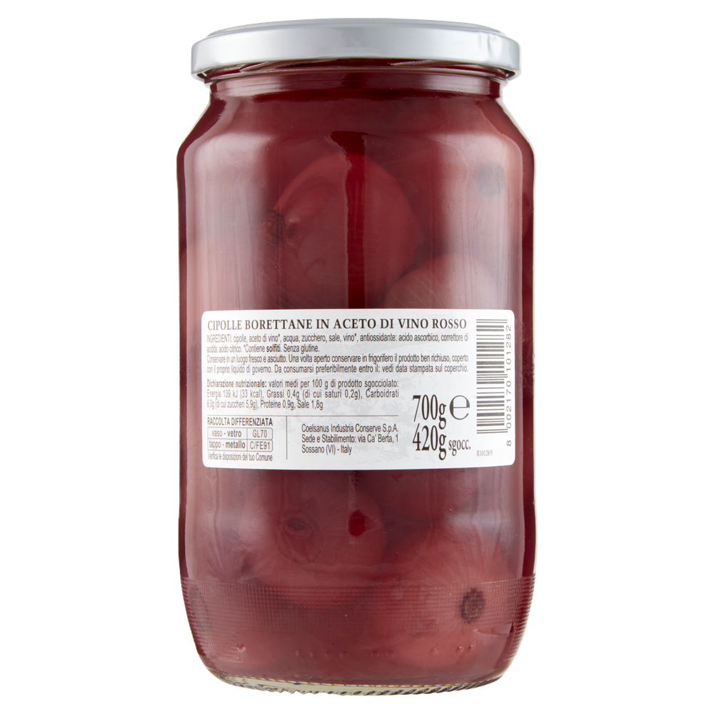 Cipolle Borettane Rosse In Aceto Di Vino Rosso Coelsanus - Foto 3
