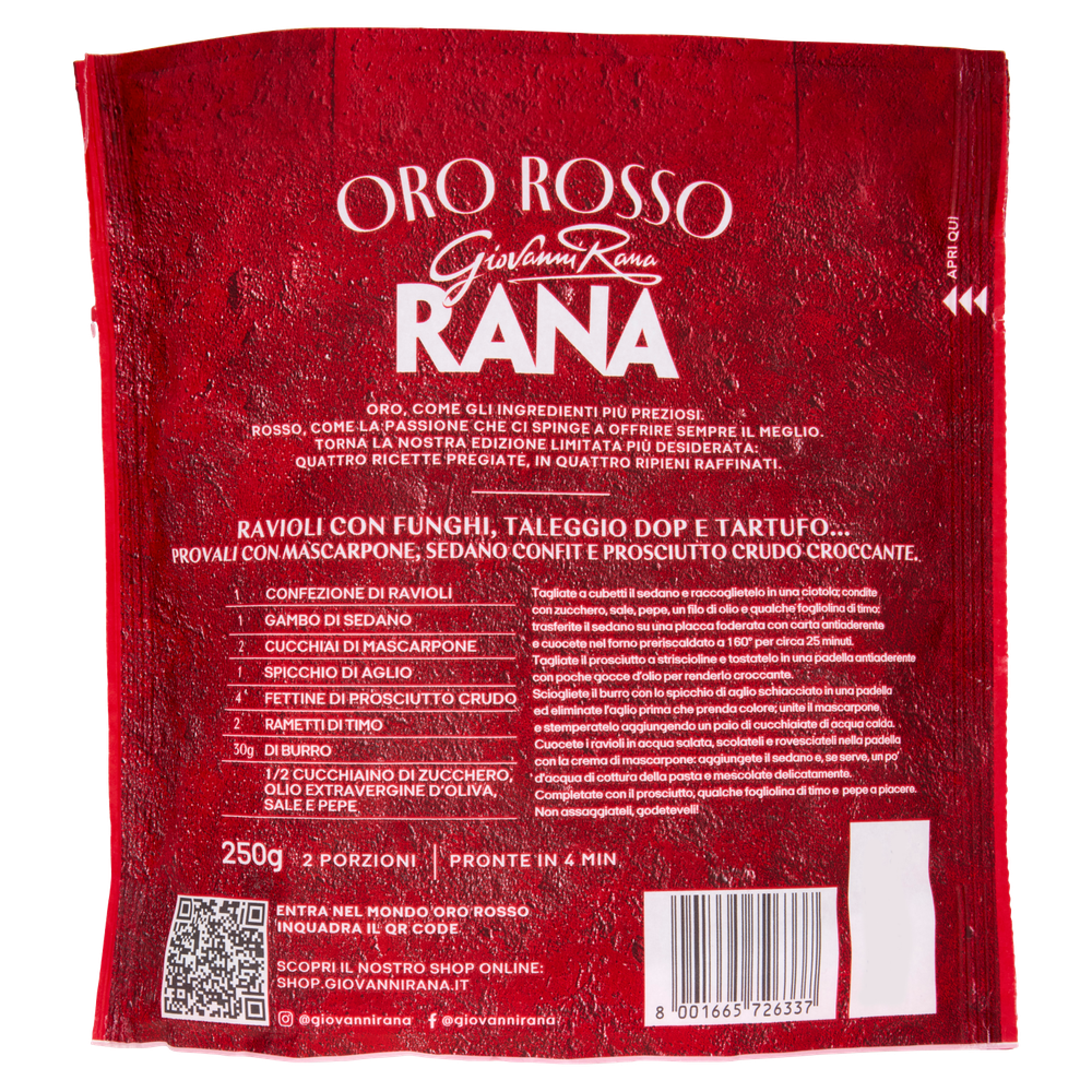 Ravioli Funghi Taleggio Dop E Tartufo Nero Oro Rosso Giovanni Rana - Foto 3