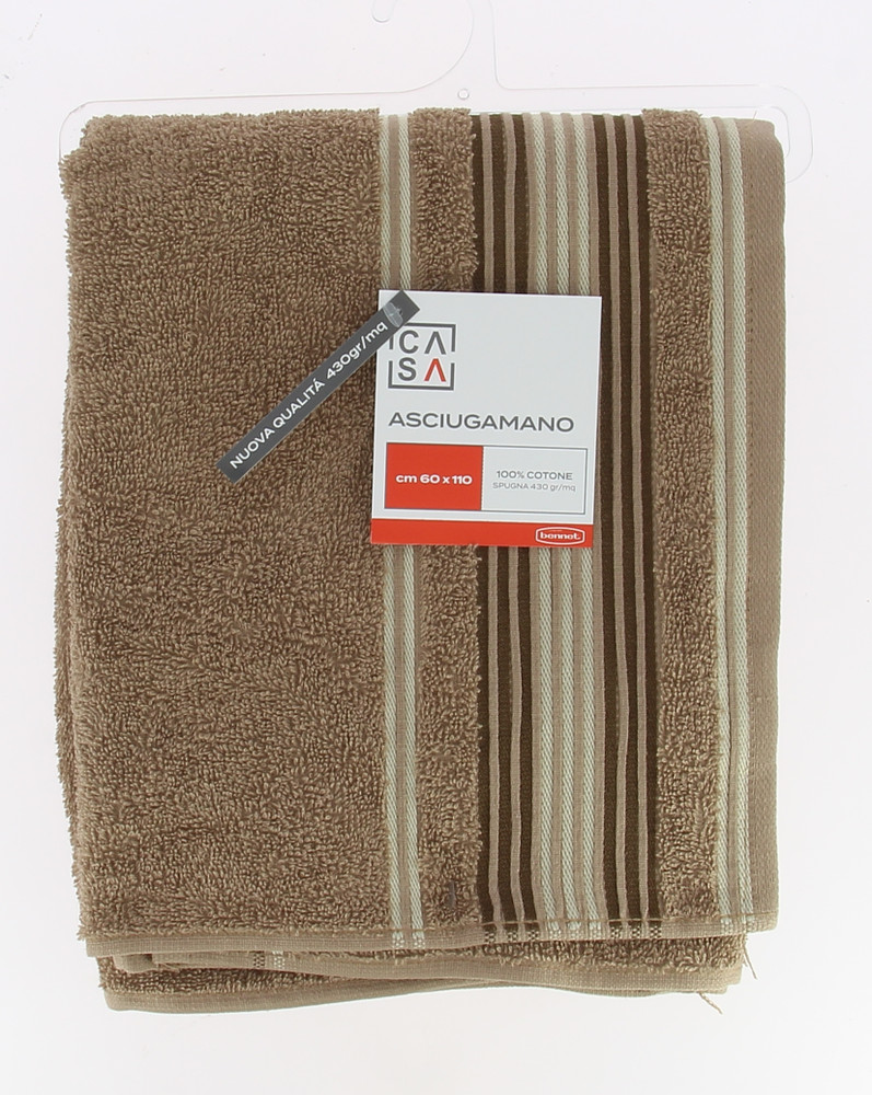 Asciugamano Spugna Bordo Jacquard Cm60x110 Nocciola Casa - Foto 1