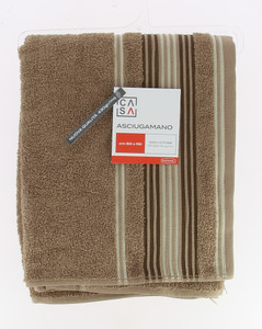 Asciugamano Spugna Bordo Jacquard Cm60x110 Nocciola Casa - Foto 1