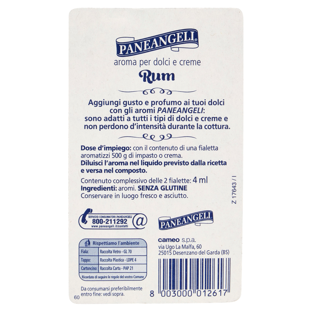 Aroma Per Dolci E Creme Al Rum Senza Glutine 2x2ml Paneangeli - Foto 3