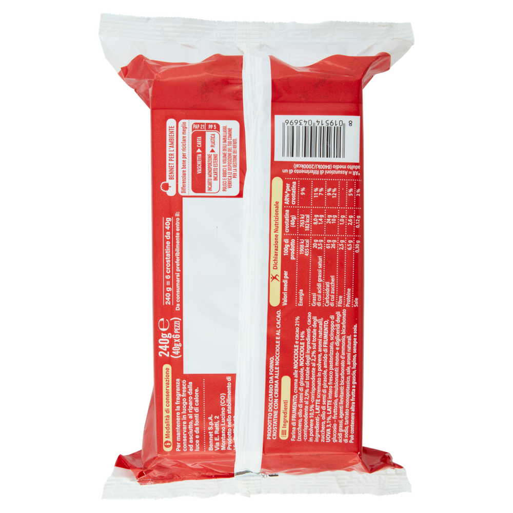 Merendine Crostatine Al Cacao Con Crema Di Nocciole 6x40g Bennet - Foto 3