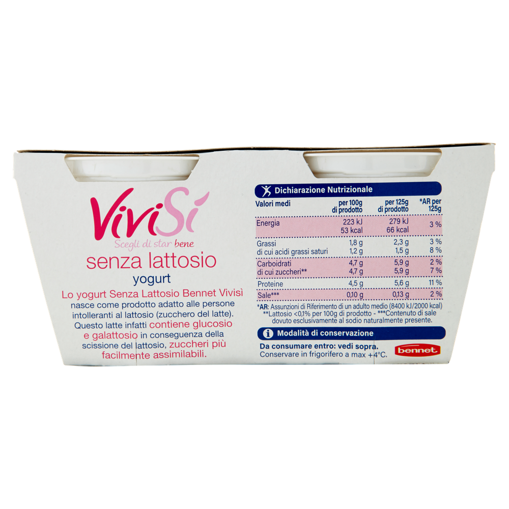 Yogurt Bianco Senza Lattosio 2x125g Bennet Vivisì - Foto 3