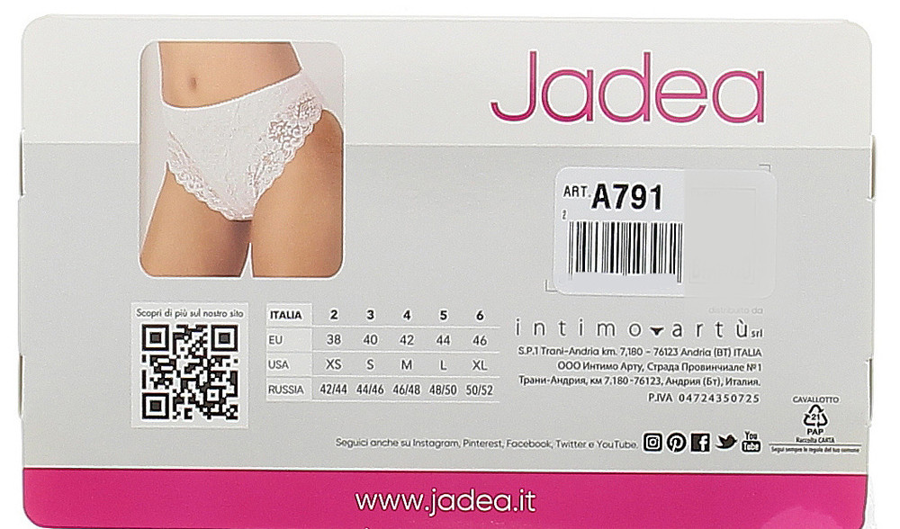 Slip Donna Con Pizzo Taglia 4 Bianco Jadea - Foto 3