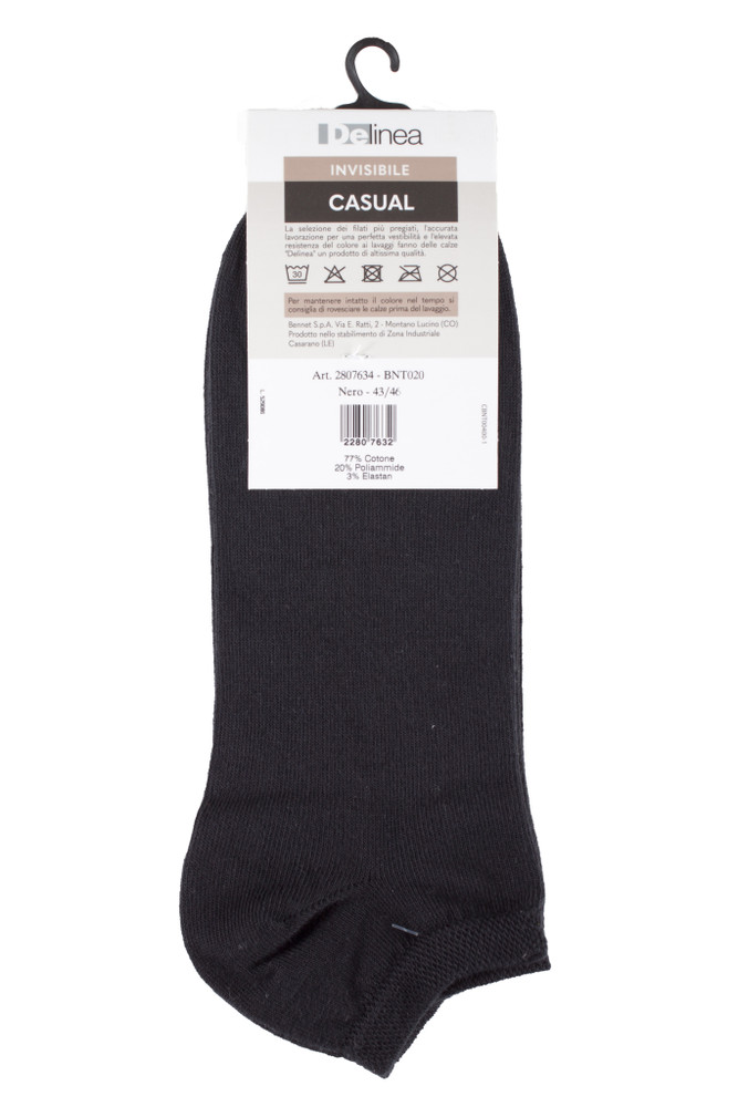 3 Calze Invisibili Uomo 43/46 Nere Maglia Liscia Delinea - Foto 2
