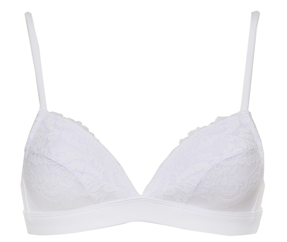 Reggiseno Triangolo Imbottito In Pizzo Senza Ferretto 4 Bianco Infiore - Foto 1