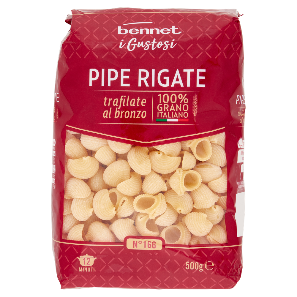 Pasta Pipe Rigate N.166 Trafilate Al Bronzo Bennet I Gustosi - Foto 1