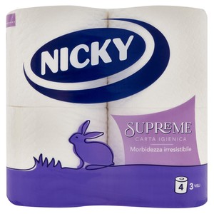 Carta Igienica Supreme Nicky 3 Veli, 4 Rotoli - Foto 1