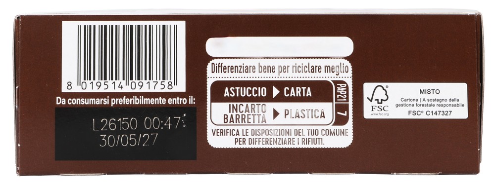 Barrette Slim Flakes Ai Cereali Con Cioccolato Fondente 6pz Bennet - Foto 2
