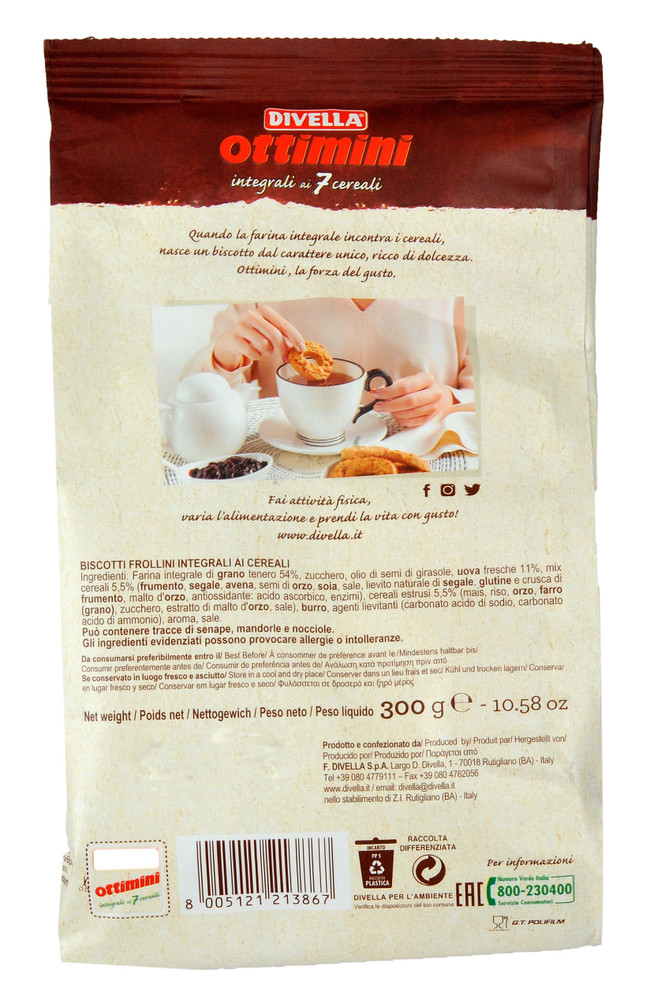 Biscotti Integrali Ottimini Ai 7 Cereali Fantasie Del Mattino Divella - Foto 3