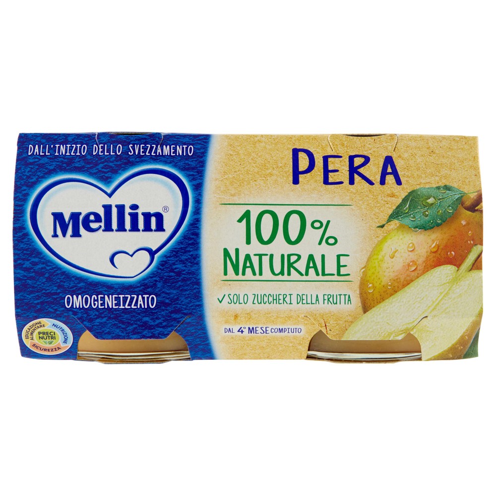 Omogeneizzato Frutta Dal 4° Mese Di Pera 2x100g Mellin - Foto 1
