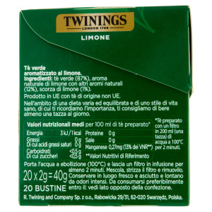 Tè Verde Al Limone Antiossidante In Bustine 20x2g Twinings - Foto 2