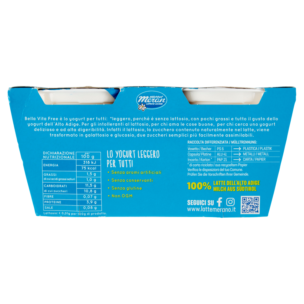 Yogurt Senza Lattosio Pesca E Albicocca Bella Vita 2 Da Gr.125 - Foto 3