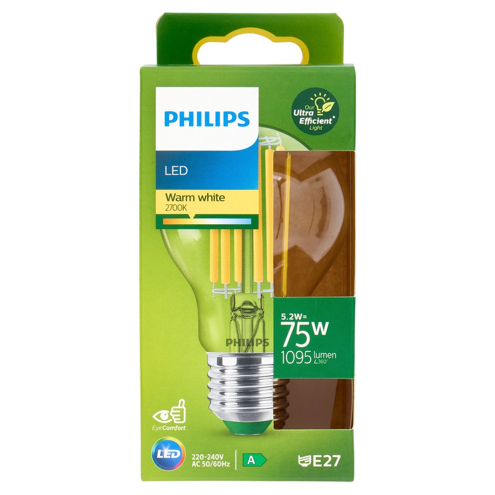 Lampadina Led Filamento Classe A Goccia 75we27 Luce Calda Philips - Foto 1