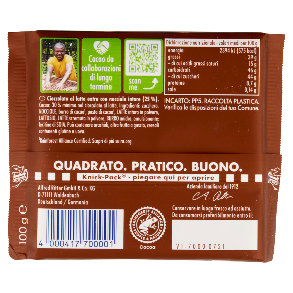 Tavolette Di Cioccolato Special Nuts Con Nocciole Intere Ritter Sport - Foto 3
