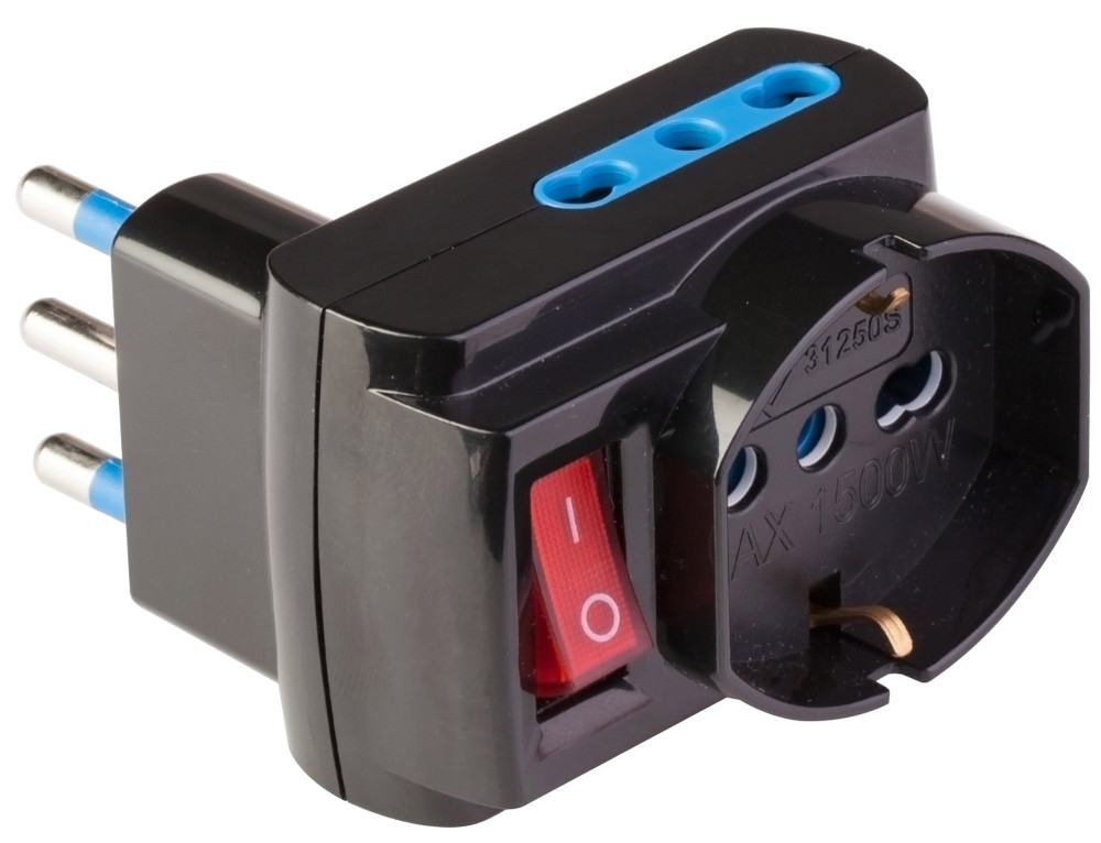 Adattatore Spina 16a + Presa Pluristandard 2p+t + Interruttore Poolypol - Foto 1