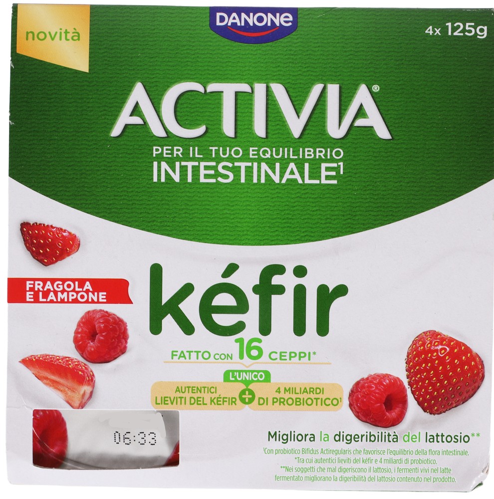 Activia Kefir Fragola E Lampone, Probiotico Bifidus 4x125g - Foto 1