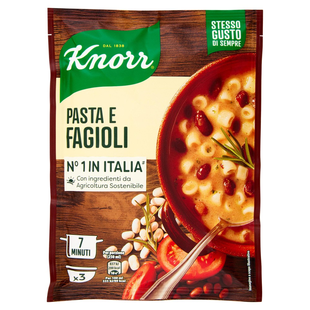 Pasta E Fagioli In Busta Ingredienti Da Agricoltura Sostenibile Knorr - Foto 1