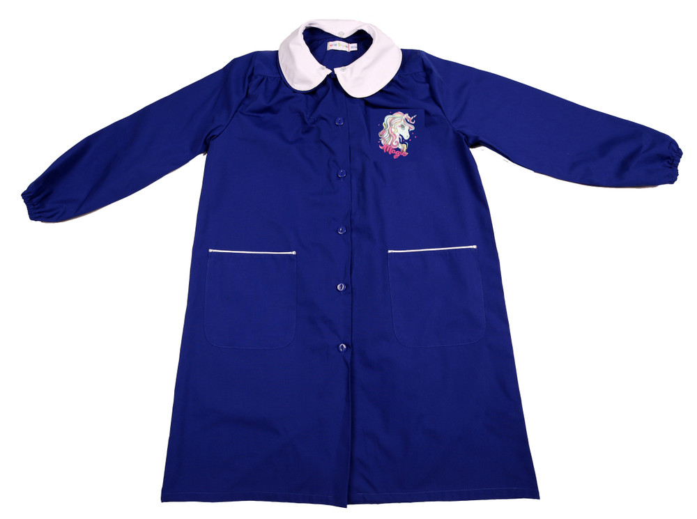 Grembiule Scuola Bambina 8 Anni Bluette Ricamo Unicorno - Foto 1