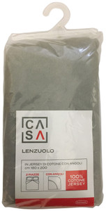 Lenzuolo Jersey Angoli Tinta Unita 2piazze Cm180x200 Grigio Chiaro Casa - Foto 1