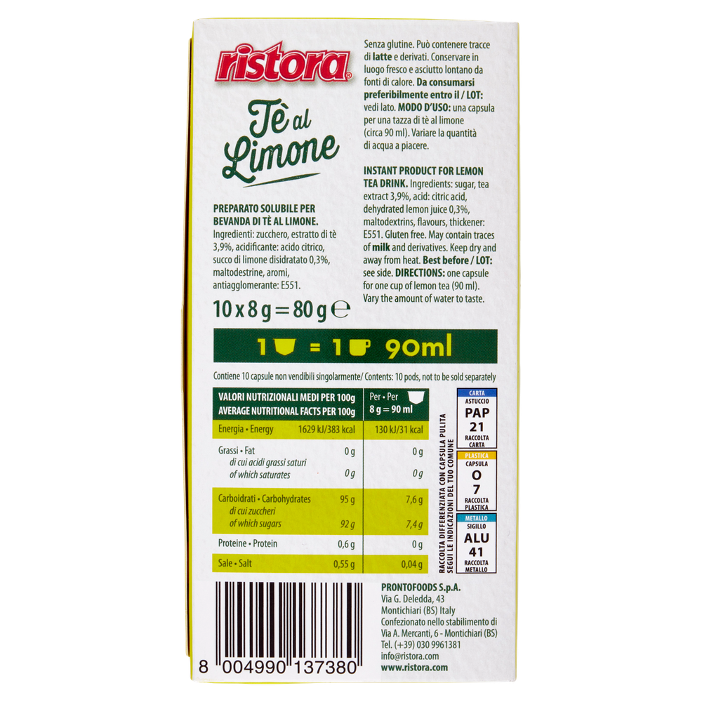 Tè Al Limone In Capsule Compatibili Nespresso 10pz Ristora - Foto 3