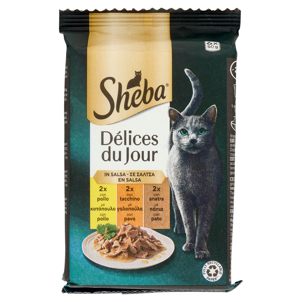 Alimento Per Gatti Delice Du Jour Pollo Tacchino Anatra Sheba 6 Pz - Foto 1