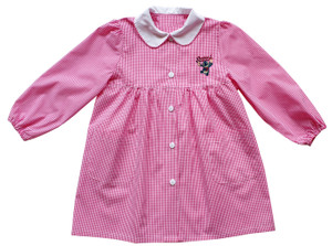 Grembiule Asilo Bambina 3 Anni Vichy Rosa Ricamo Stitch - Foto 1