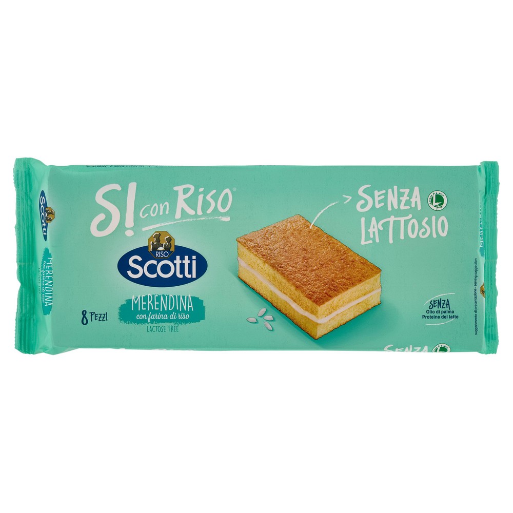 Merendina Sì Con Riso Senza Lattosio Pan Di Spagna 8x25g Riso Scotti - Foto 1