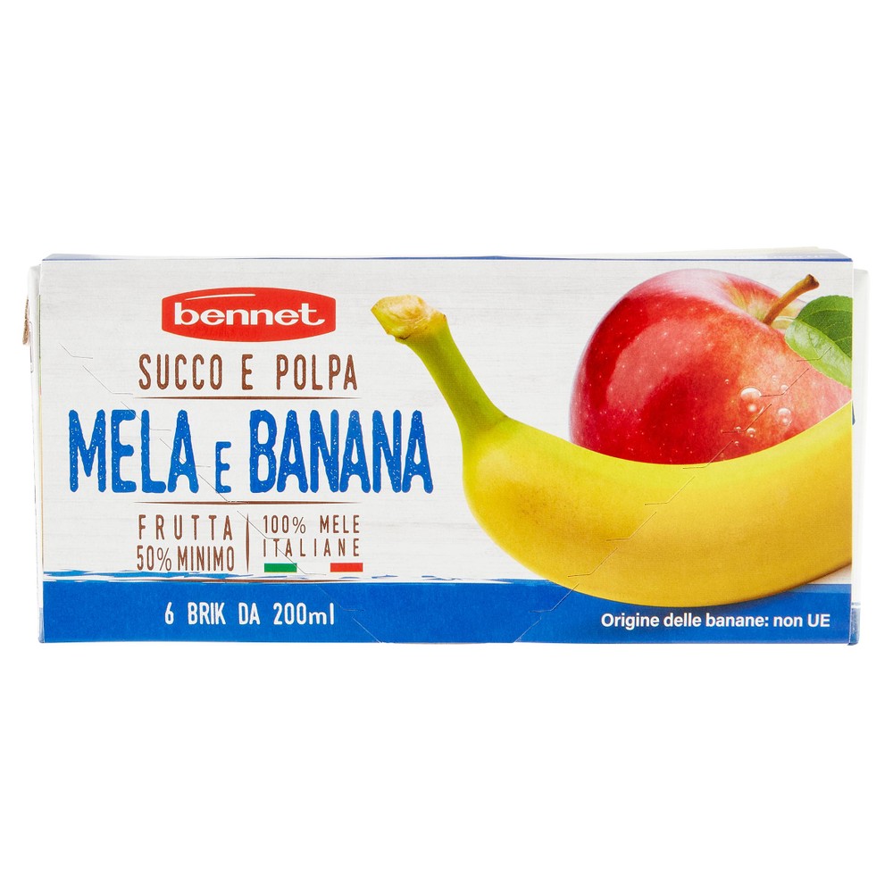 Succo E Polpa Di Mela E Banana 6 X 200 Ml. Bennet - Foto 1