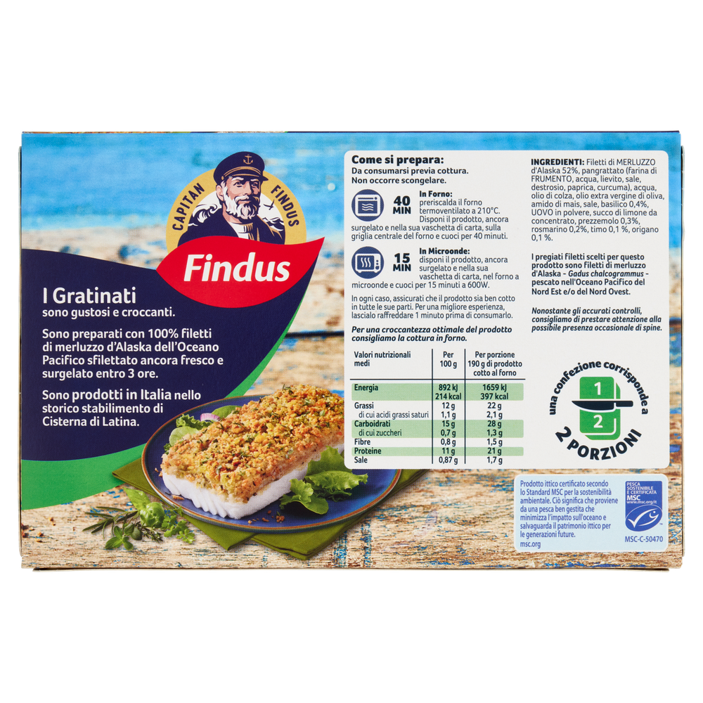 Gratinati Merluzzo D'alaska Con Erbe Mediterranee Capitan Findus - Foto 3