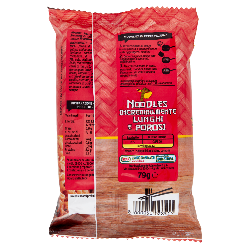 Noodles Istantanei Di Farina Di Frumentoal Gusto Manzo Saikebon - Foto 3