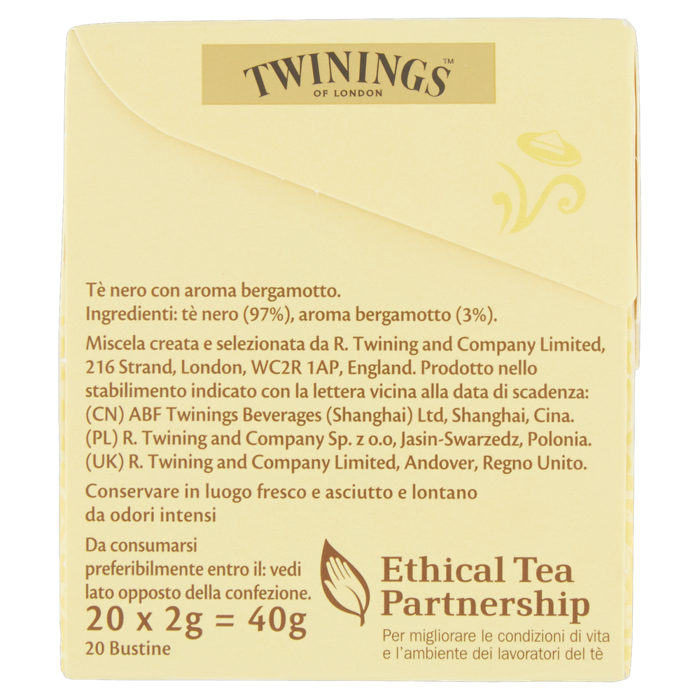 Tè Nero Earl Grey Aroma Di Bergamotto 20x2g Bustine Twinings - Foto 2