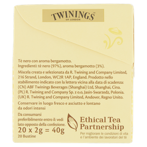 Tè Nero Earl Grey Aroma Di Bergamotto 20x2g Bustine Twinings - Foto 2