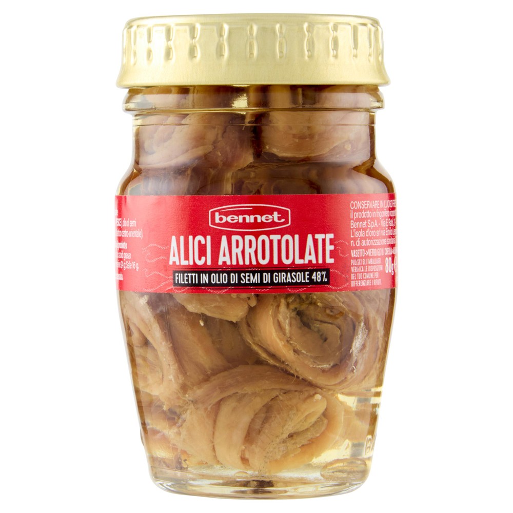 Alici Arrotolate In Vaso In Olio Di Semi Di Girasole Bennet - Foto 1