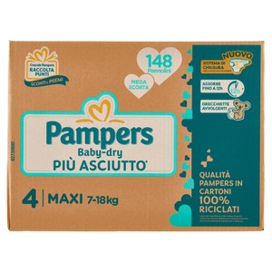 Pannolini Baby Dry Jumbopack, Taglia 4 Maxi (7-18 Kg) Pampers