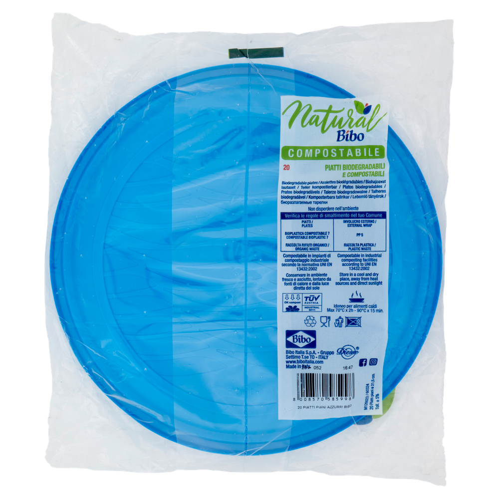 20 Piatti Piani Azzurri In Bioplastica Bibo - Foto 3