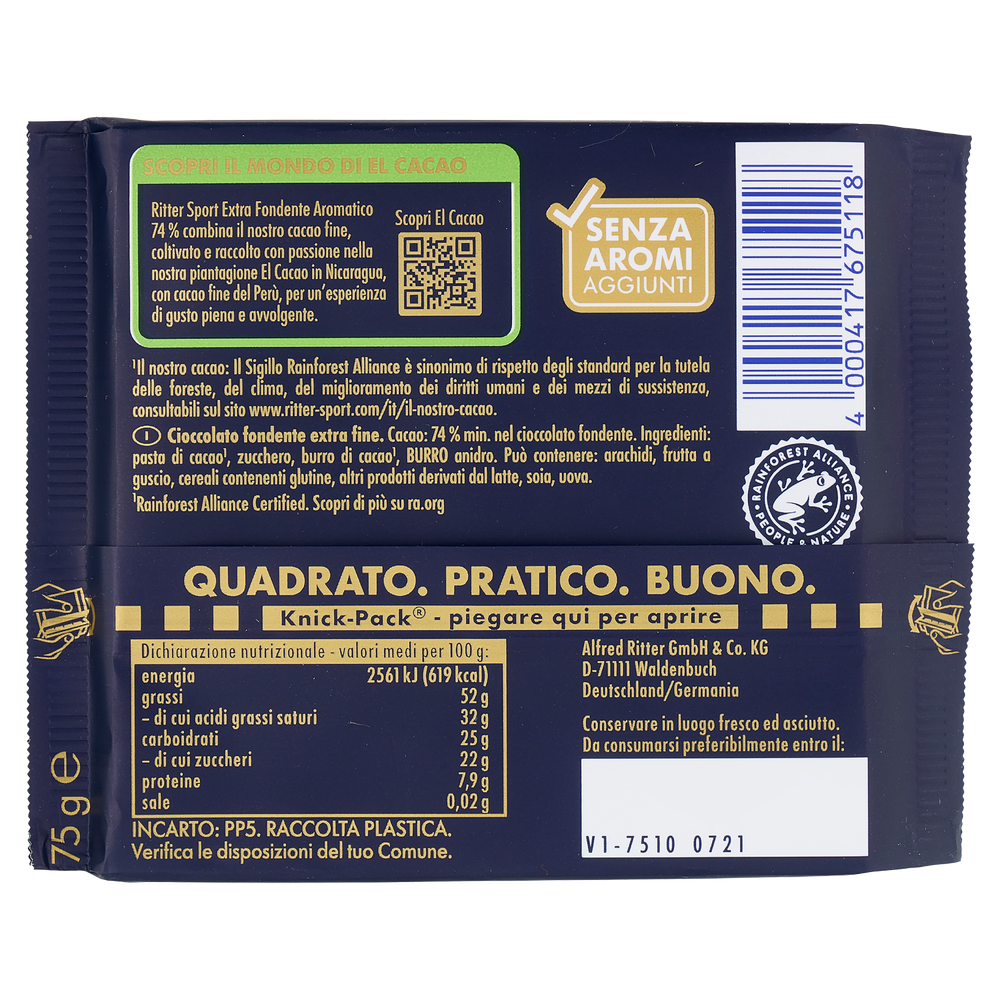 Ritter Sport 74% Extra Fondente Aromatico - Foto 3