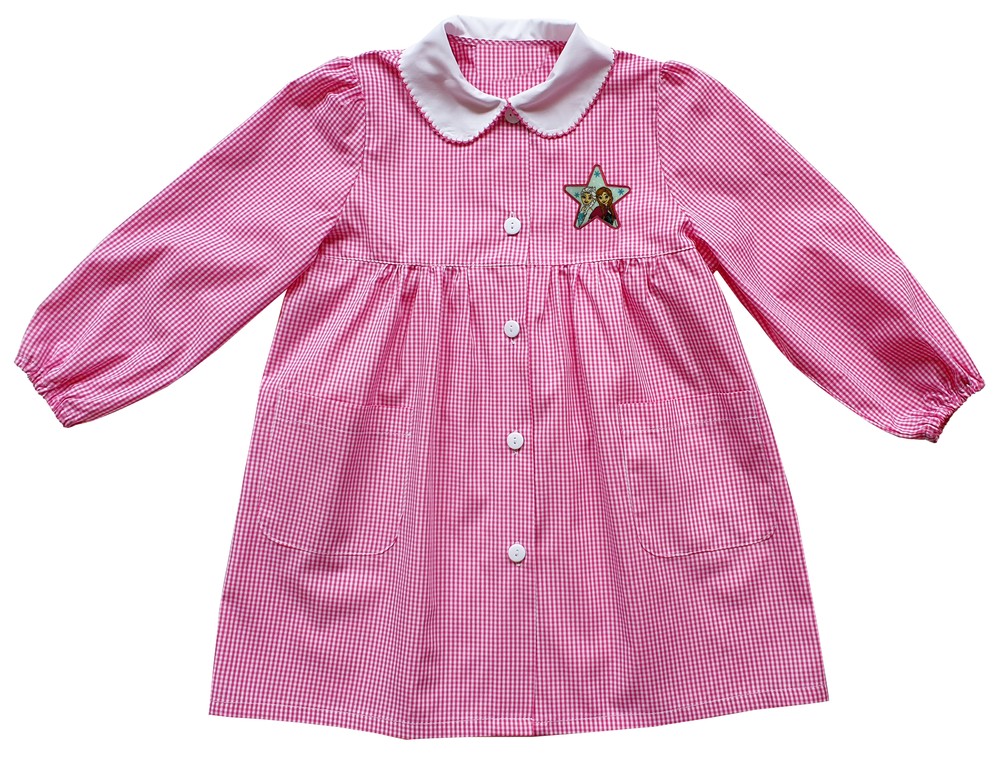 Grembiule Asilo Bambina 5 Anni Vichy Rosa Ricamo Frozen - Foto 1